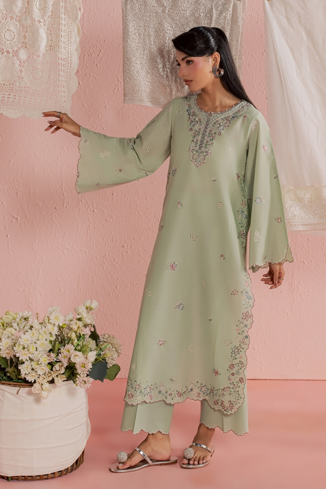 Green Whisper 2Pc - Embroidered Lawn Dress