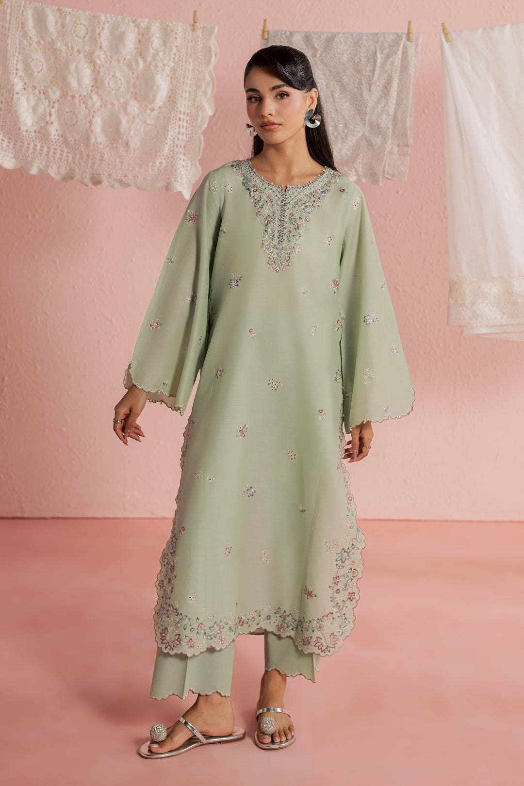Green Whisper 2Pc - Embroidered Lawn Dress