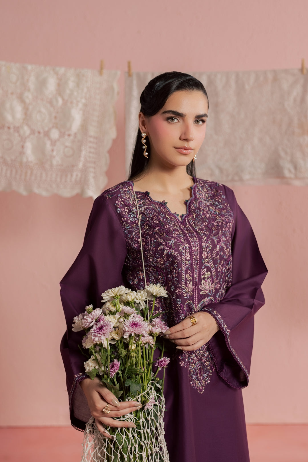 Purple Pop 2Pc - Embroidered Lawn Dress