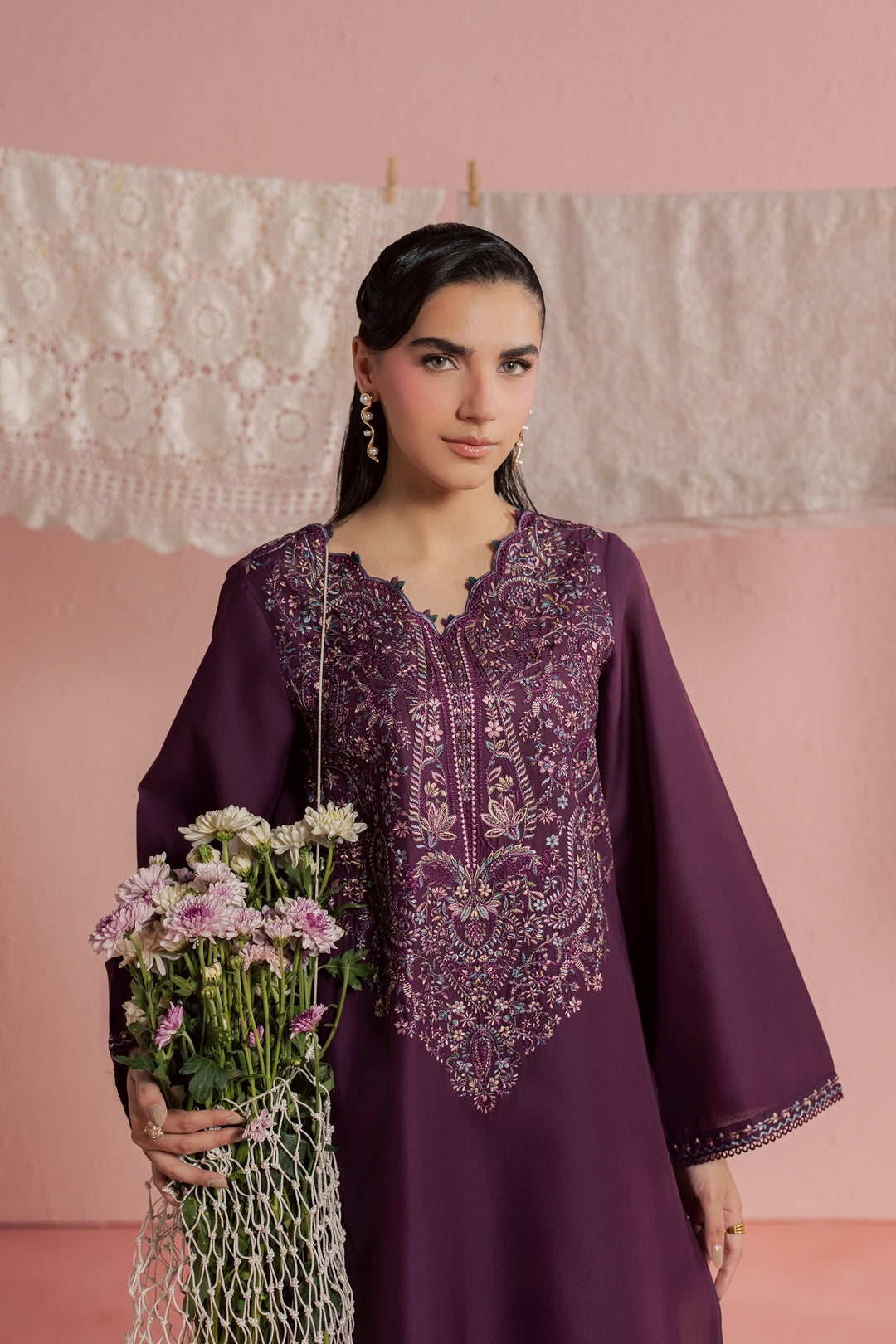 Purple Pop 2Pc - Embroidered Lawn Dress