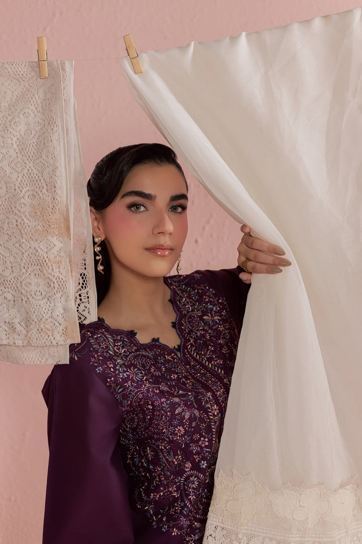Purple Pop 2Pc - Embroidered Lawn Dress