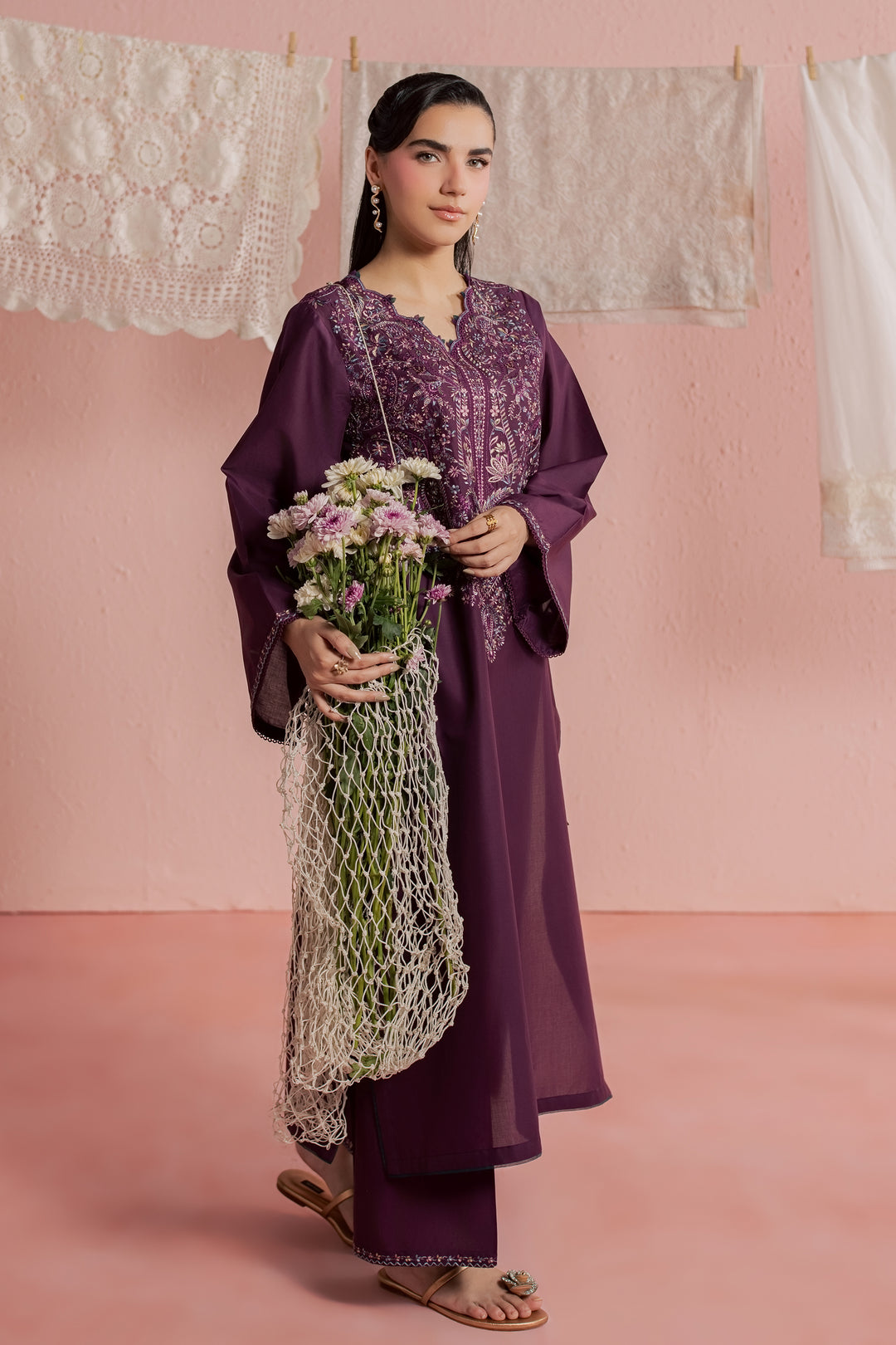 Purple Pop 2Pc - Embroidered Lawn Dress