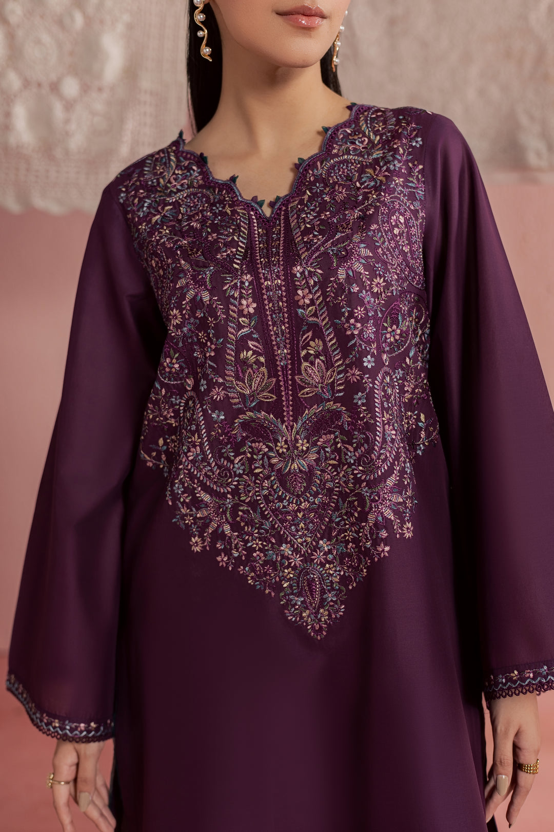 Purple Pop 2Pc - Embroidered Lawn Dress