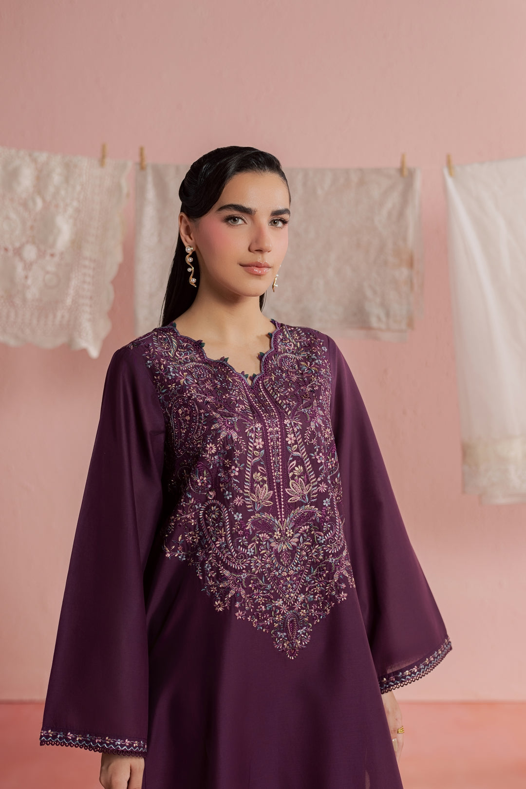 Purple Pop 2Pc - Embroidered Lawn Dress