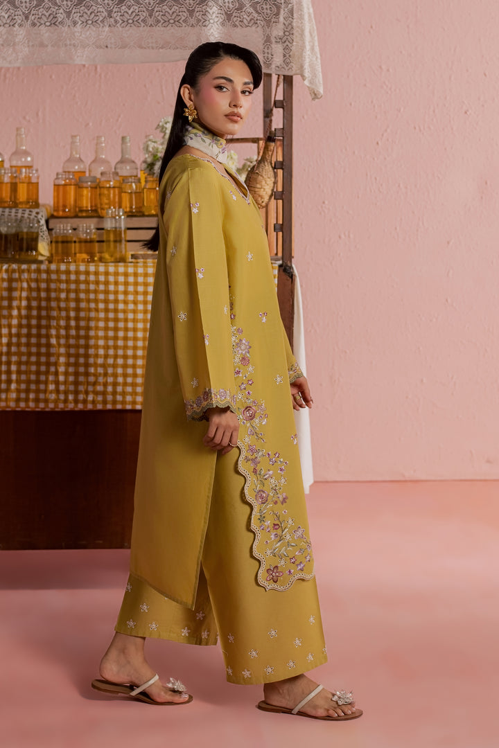 Lime Pop 3Pc - Embroidered Lawn Dress