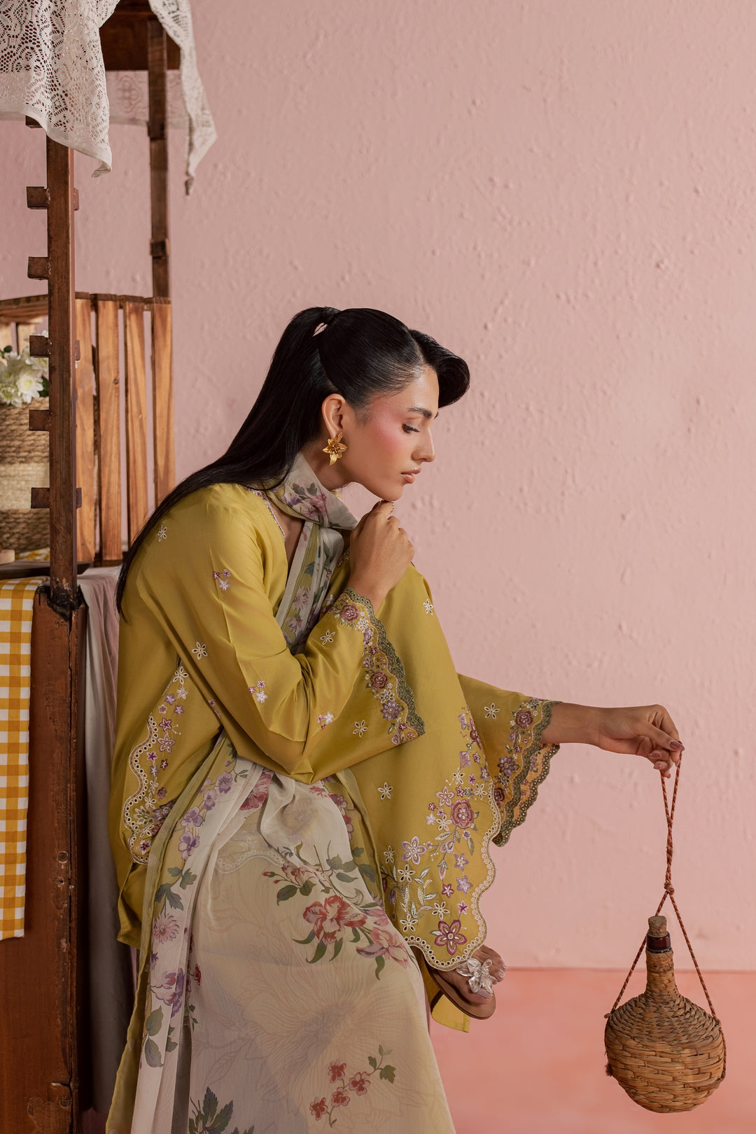 Lime Pop 3Pc - Embroidered Lawn Dress