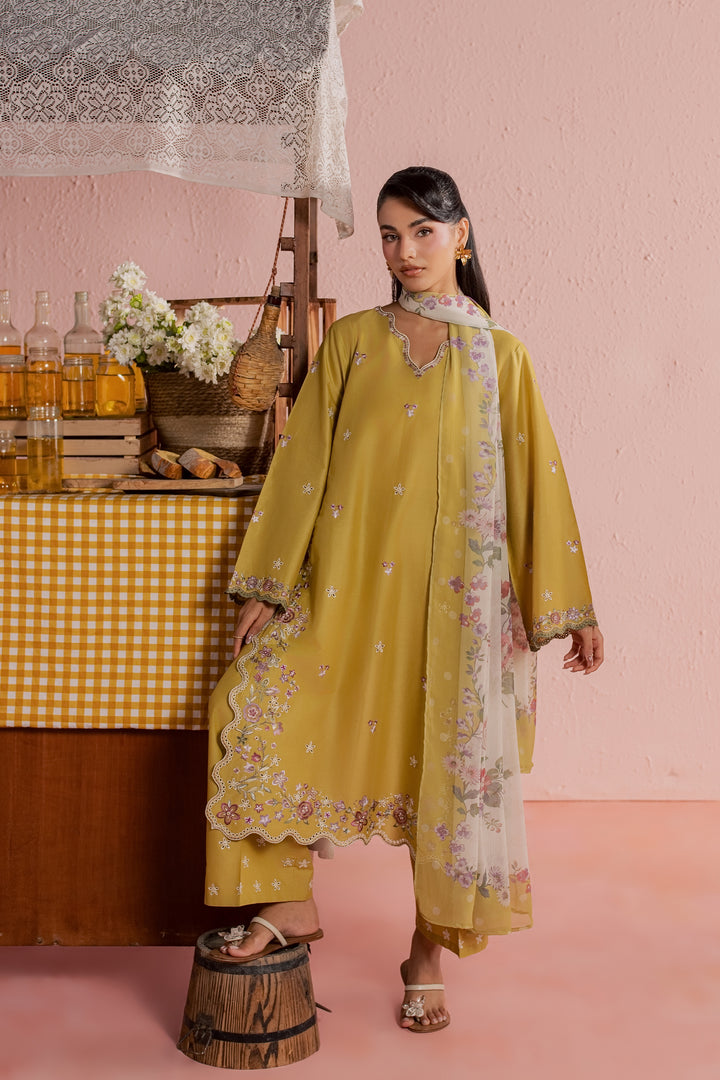 Lime Pop 3Pc - Embroidered Lawn Dress