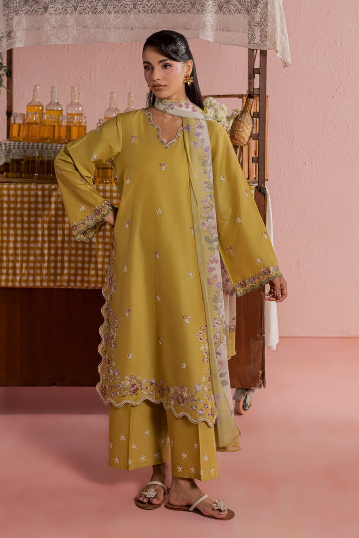 Lime Pop 3Pc - Embroidered Lawn Dress