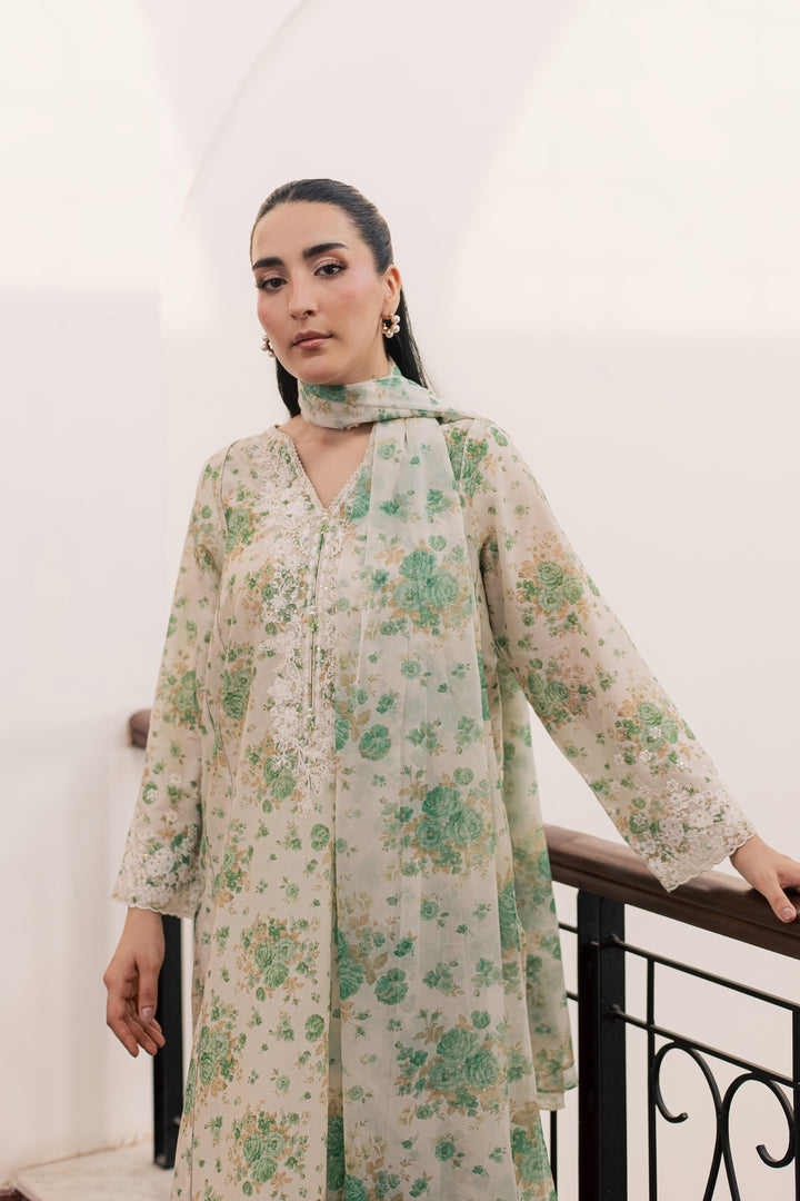Green Nayab 3Pc - Printed Lawn Dress