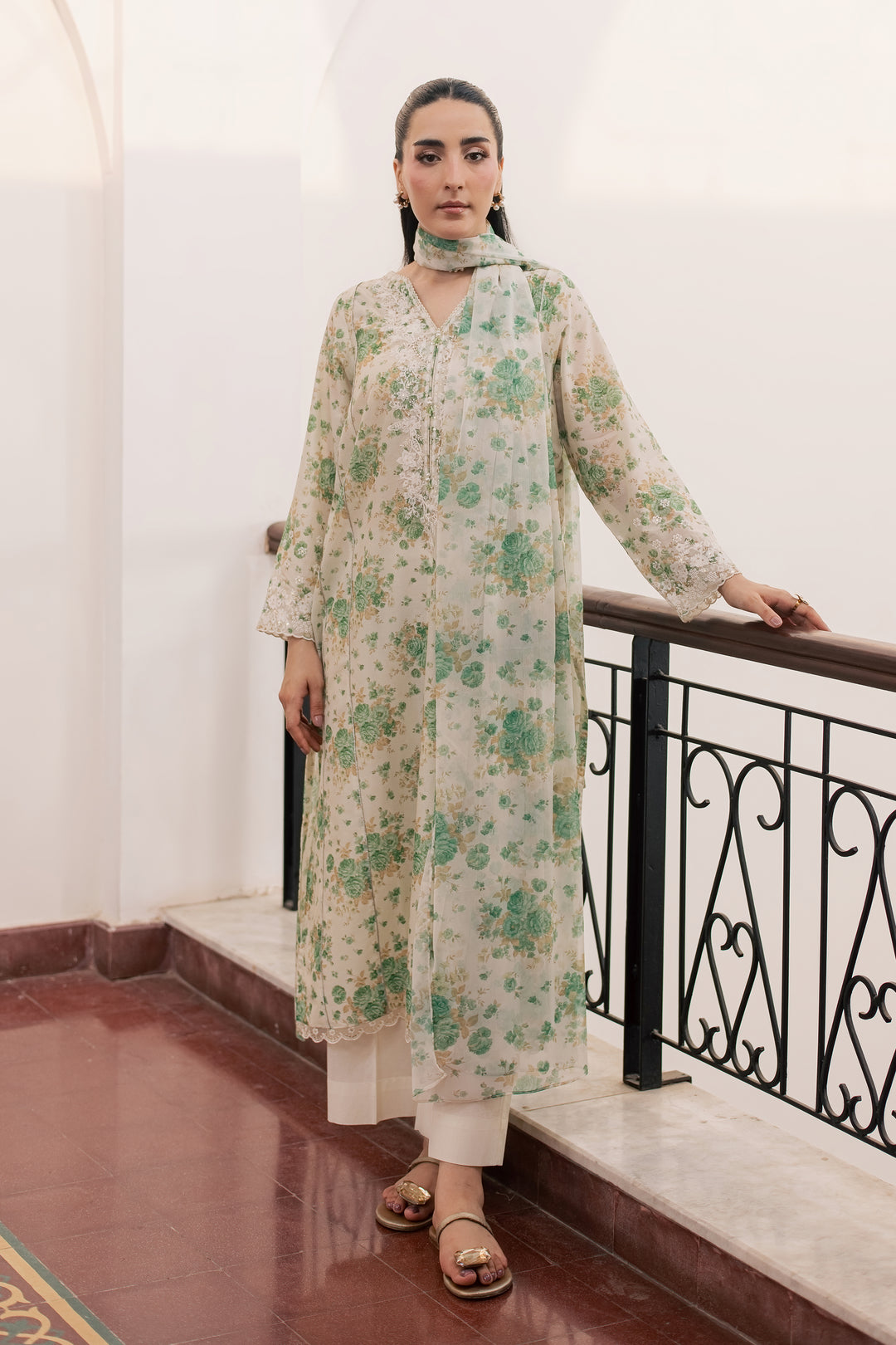 Green Nayab 3Pc - Printed Lawn Dress