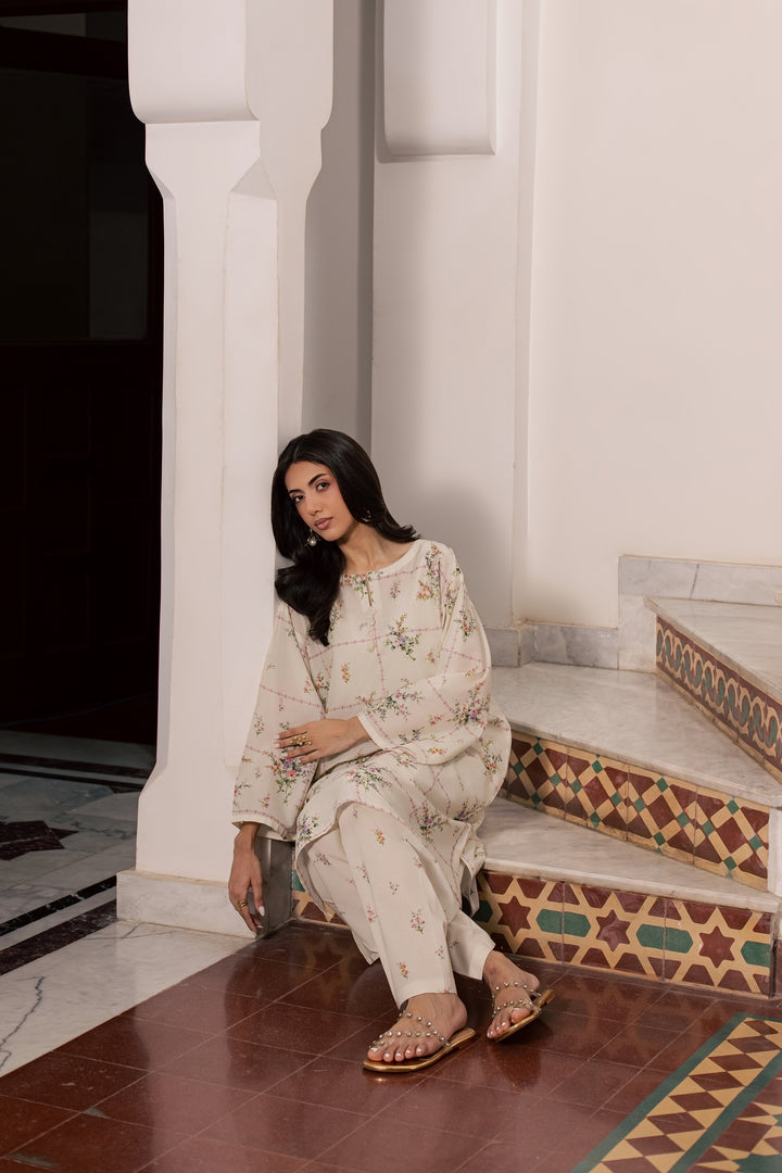 Pearl Peony 2Pc - Printed Lawn Dress