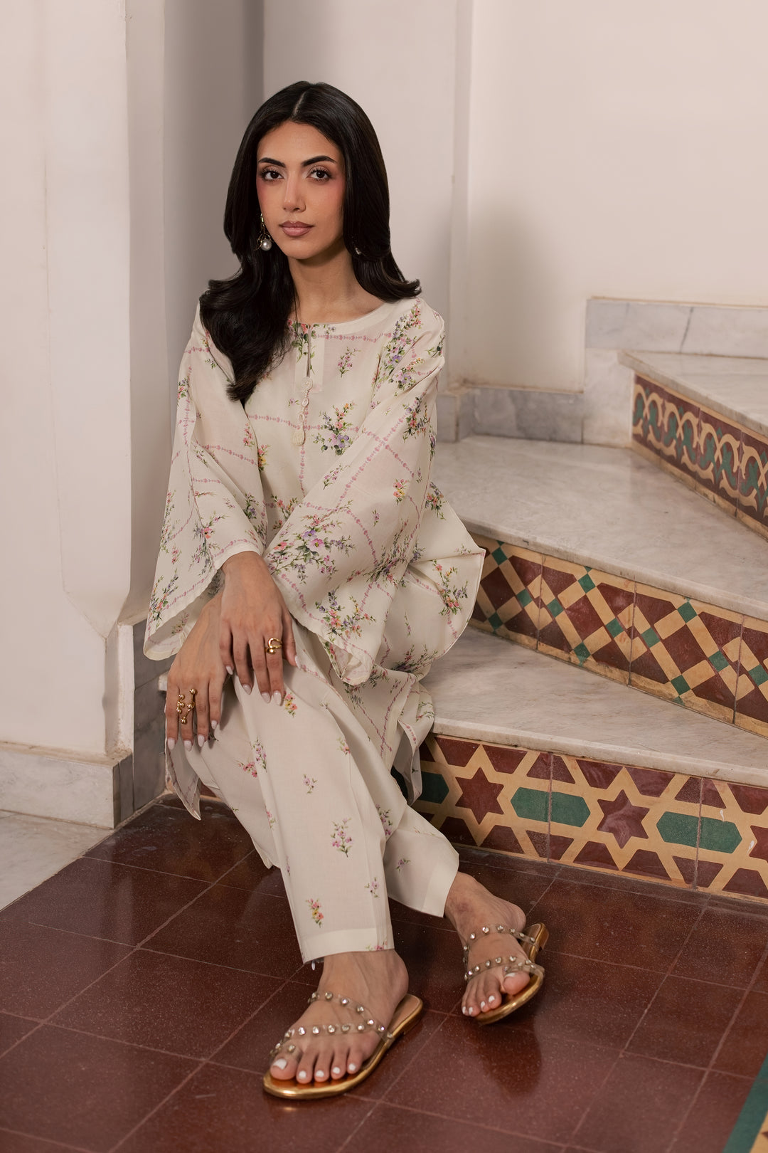 Pearl Peony 2Pc - Printed Lawn Dress