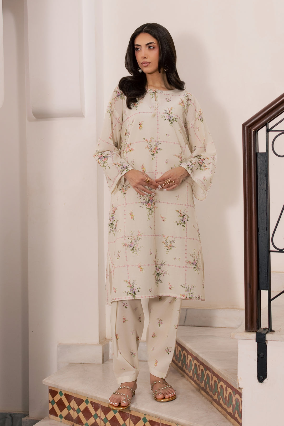 Pearl Peony 2Pc - Printed Lawn Dress