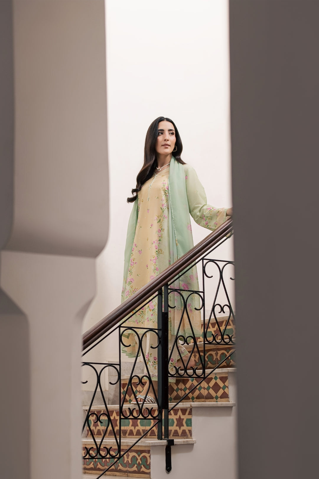 Green Sylvia 3Pc - Printed Lawn Dress