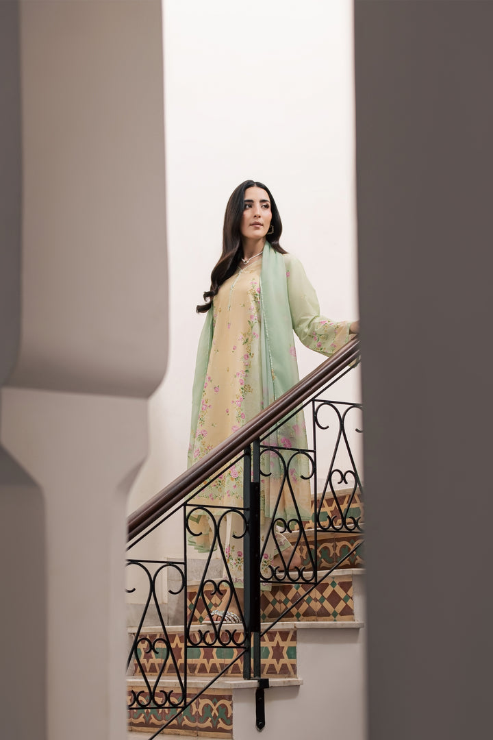 Green Sylvia 3Pc - Printed Lawn Dress
