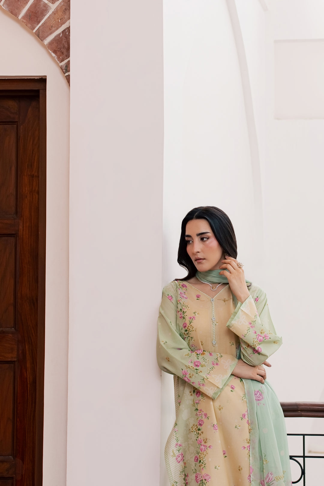 Green Sylvia 3Pc - Printed Lawn Dress