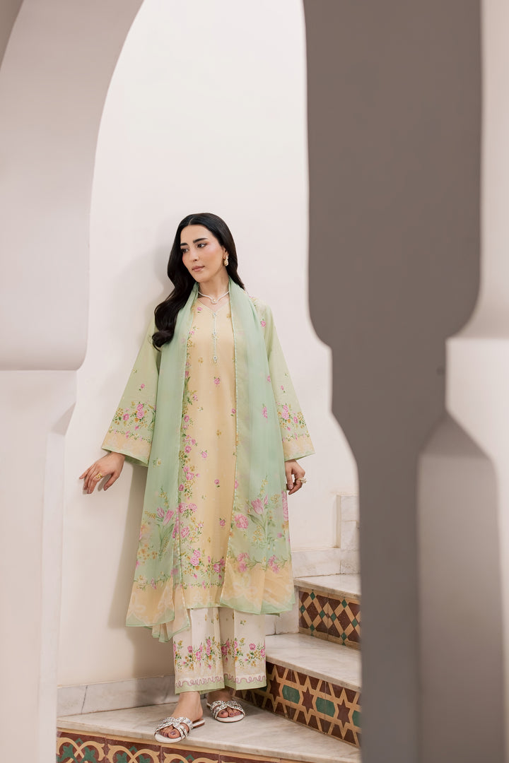 Green Sylvia 3Pc - Printed Lawn Dress