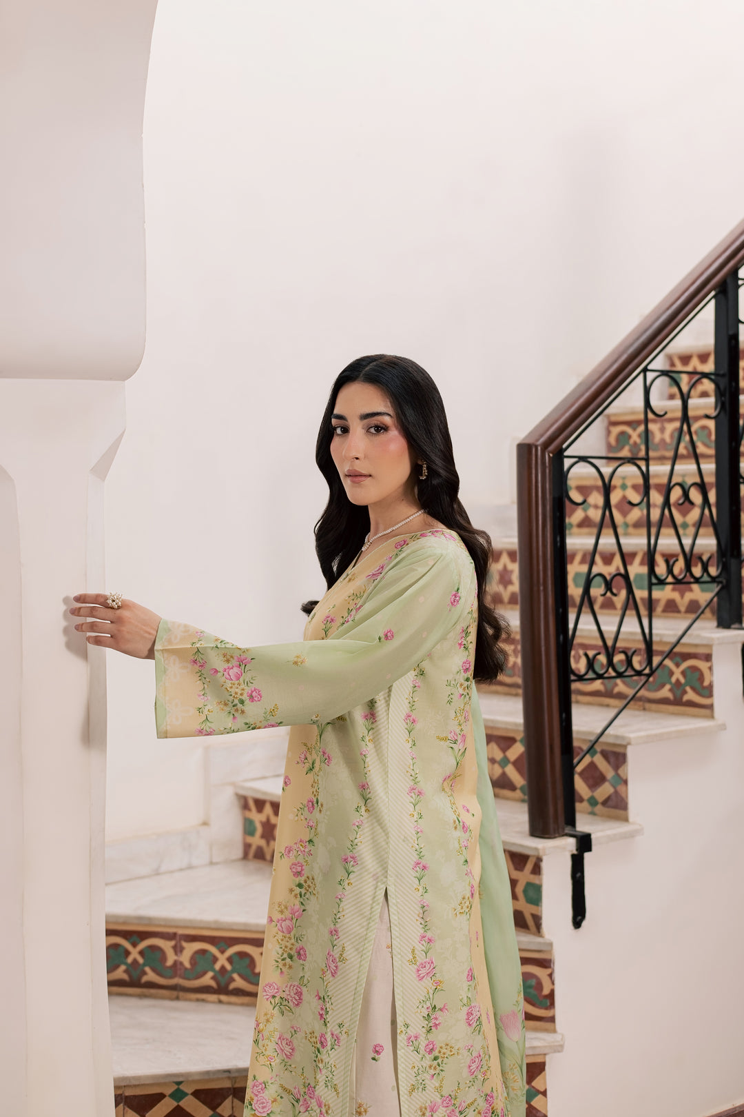 Green Sylvia 3Pc - Printed Lawn Dress
