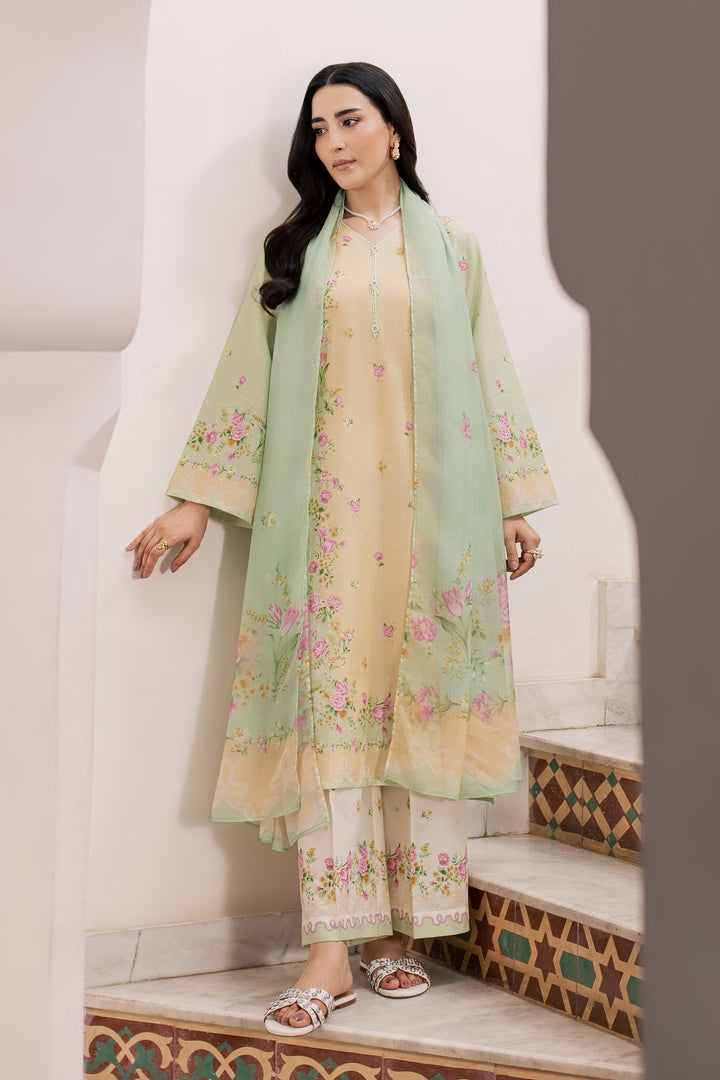 Green Sylvia 3Pc - Printed Lawn Dress