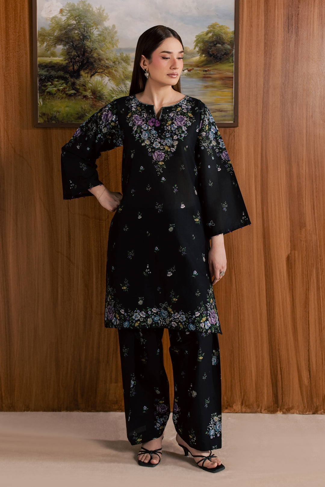 Black Marcella 2Pc - Printed Lawn Dress