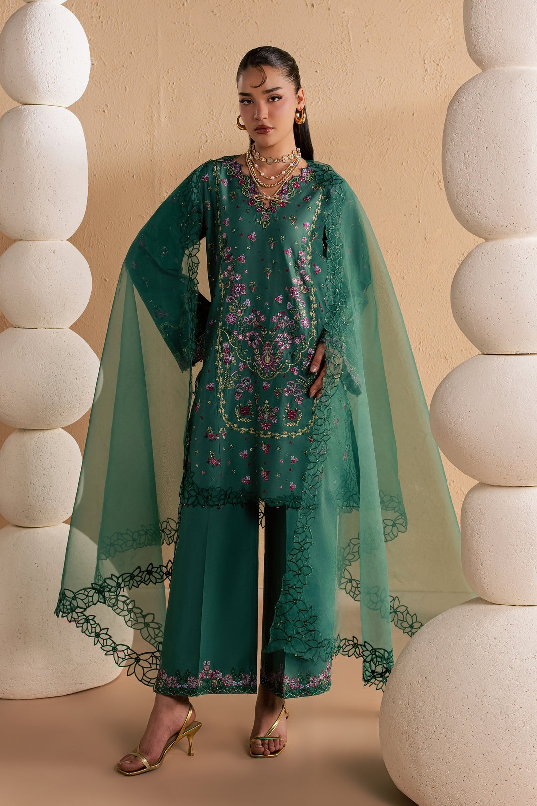 Marvi 3Pc - Festive Embroidered Lawn