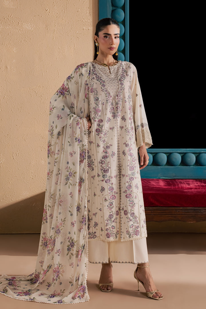 White Rainbow 3Pc - Luxury Embroidered Lawn
