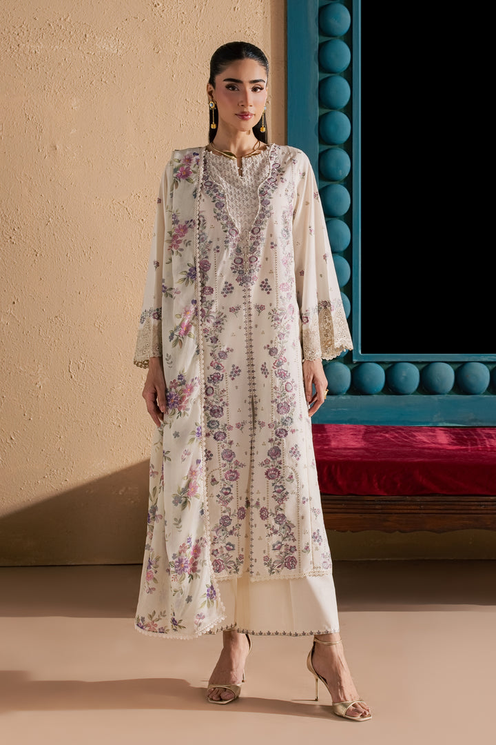 White Rainbow 3Pc - Luxury Embroidered Lawn