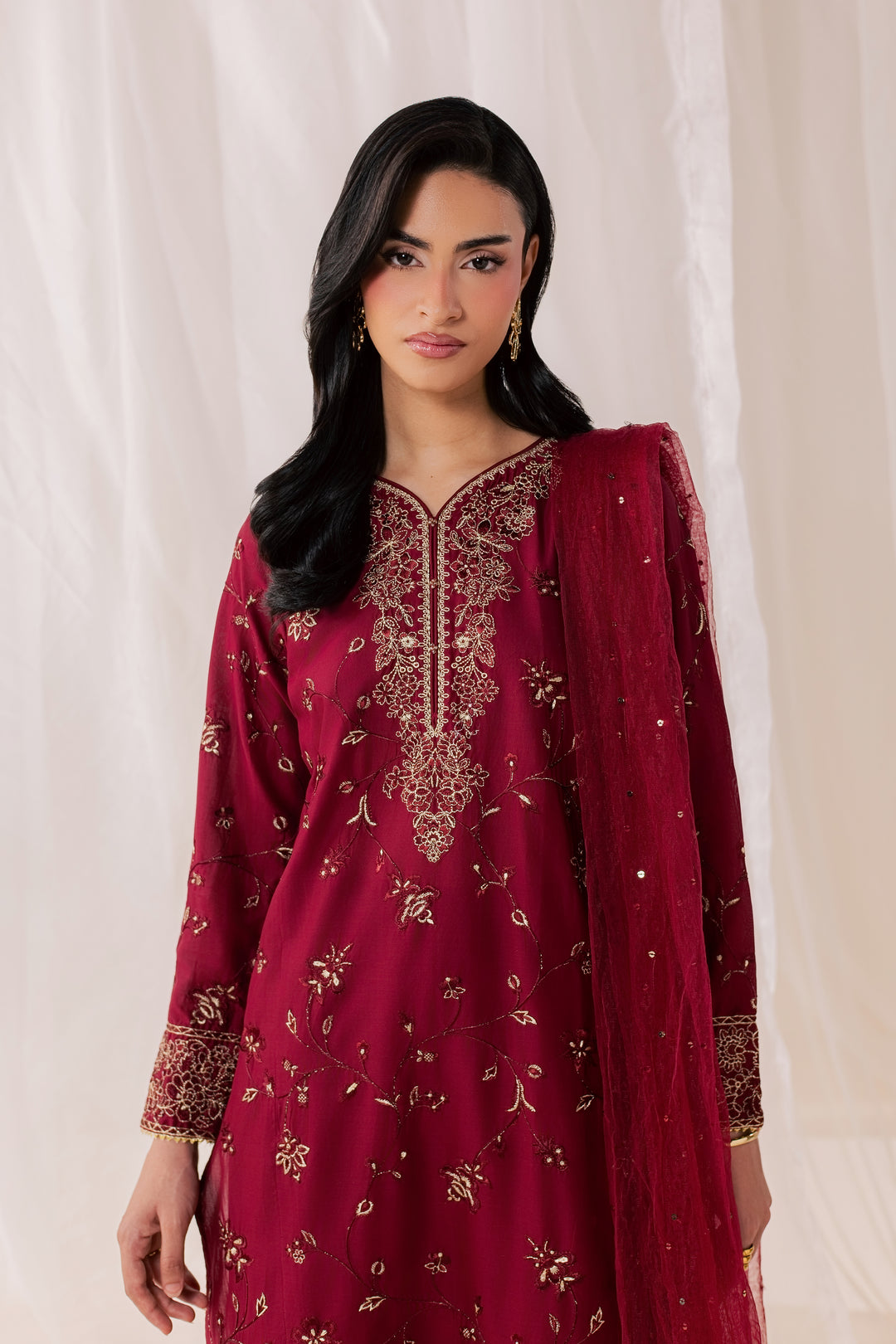 Red Asmara 3Pc - Luxury Embroidered Lawn