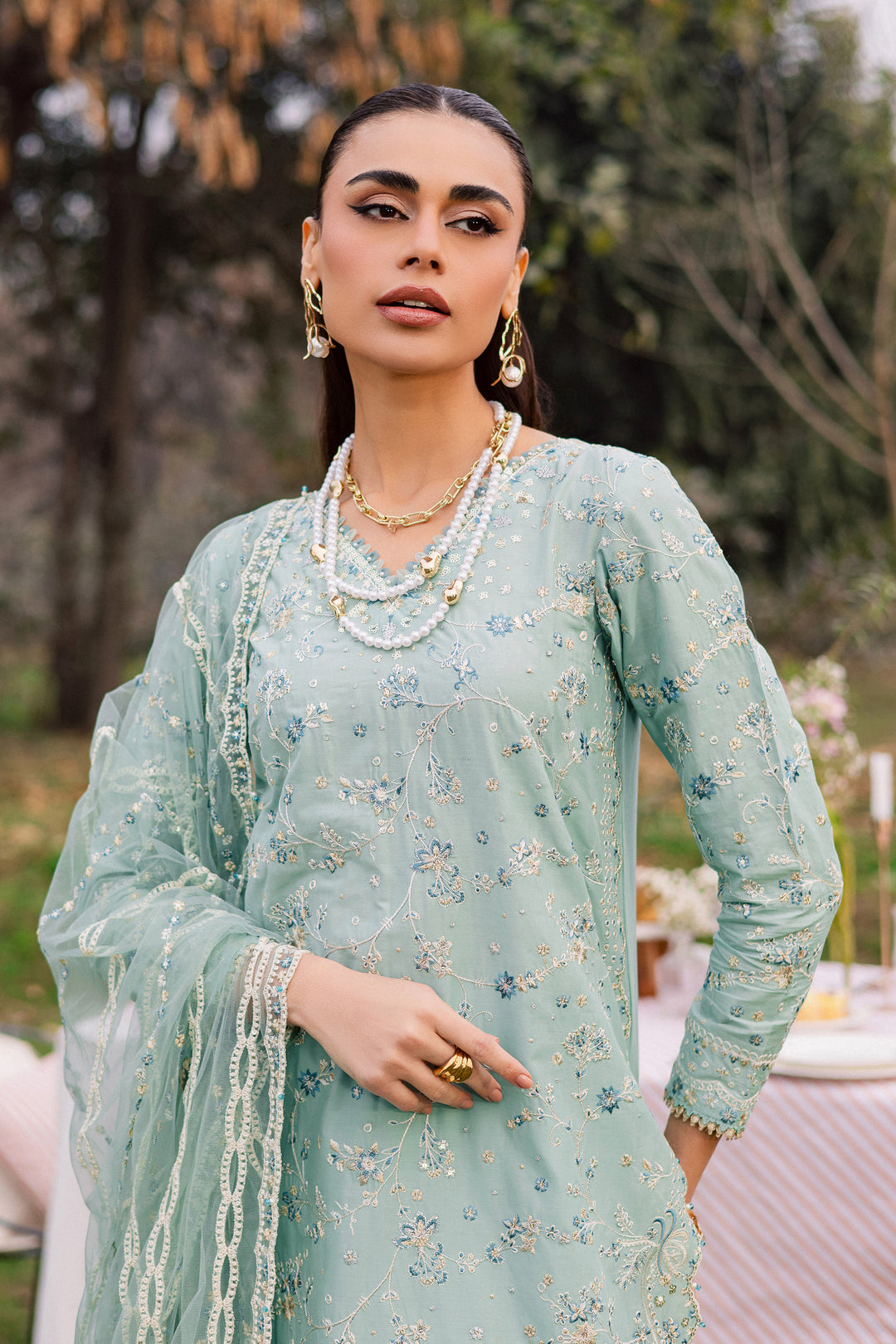 Blue Swan 3Pc - Festive Embroidered Lawn