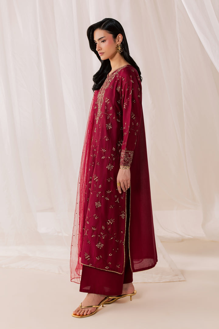 Red Asmara 3Pc - Luxury Embroidered Lawn