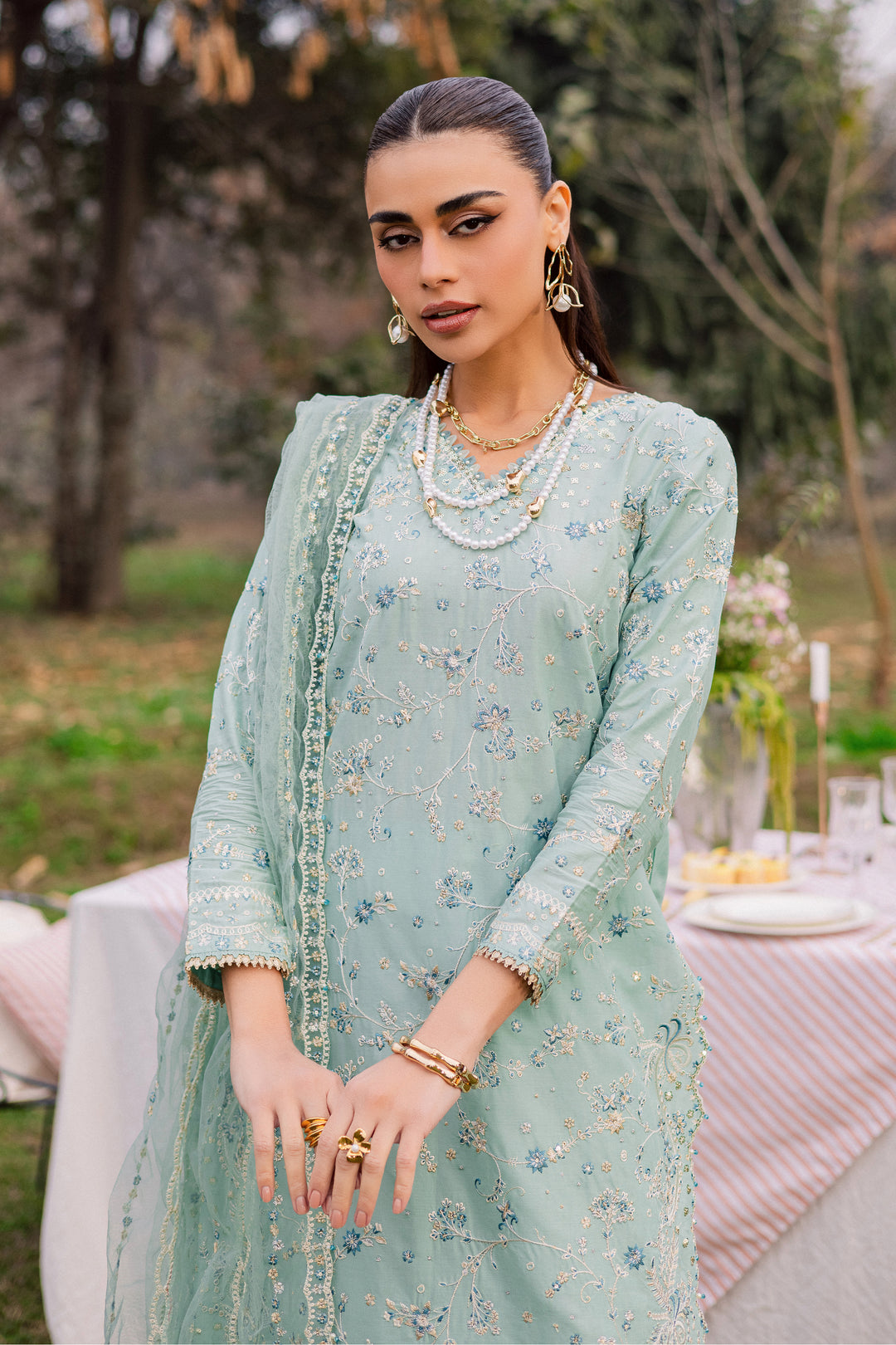 Blue Swan 3Pc - Festive Embroidered Lawn