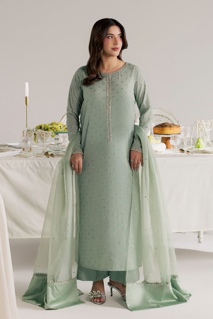 Sage Zaraa 3Pc - Festive Luxe Pret
