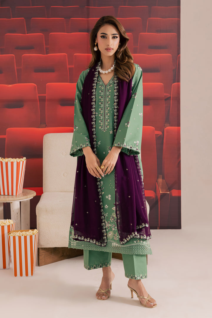 Green Spruce 3Pc - Embroidered Khaddar Dress