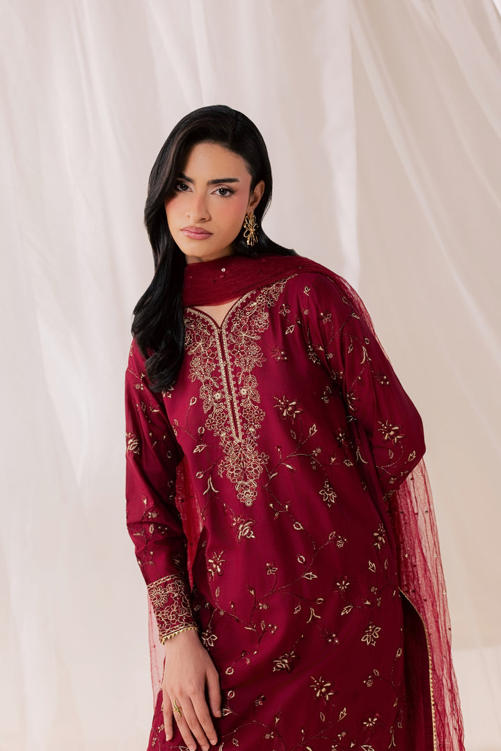 Red Asmara 3Pc - Luxury Embroidered Lawn