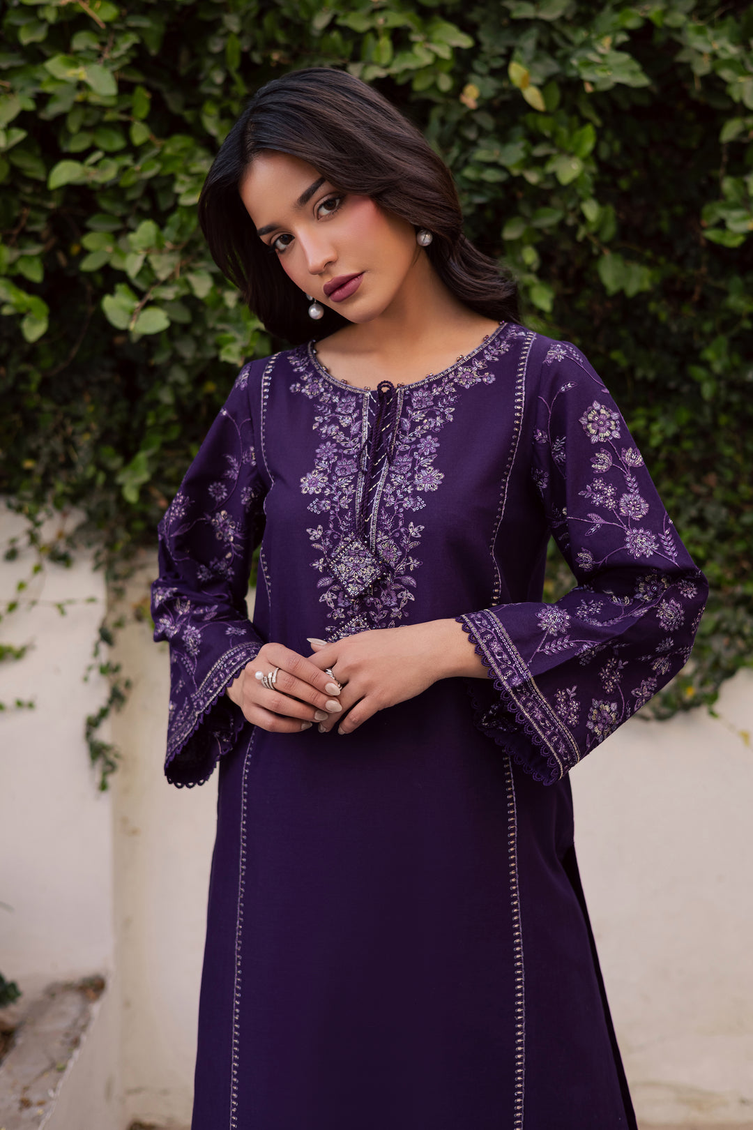 Yuura 2Pc - Embroidered Khaddar Dress