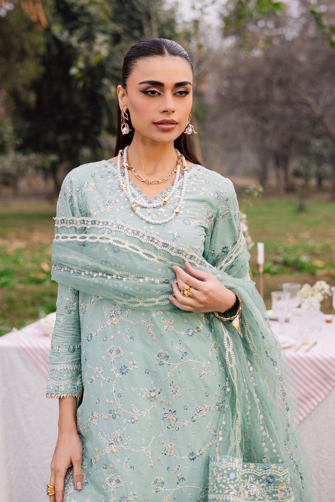 Blue Swan 3Pc - Festive Embroidered Lawn