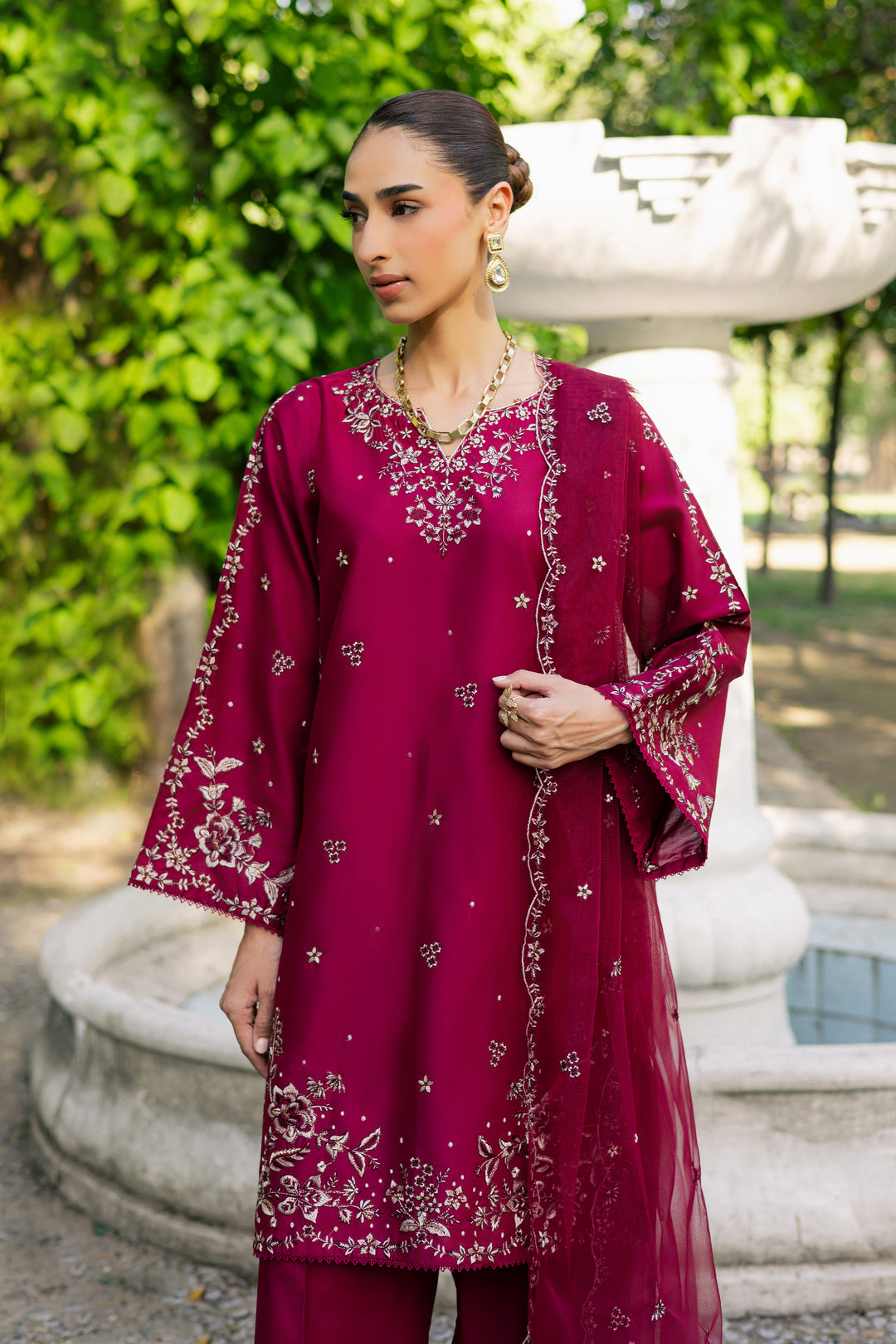 Rosa 3Pc - Festive Embroidered Lawn
