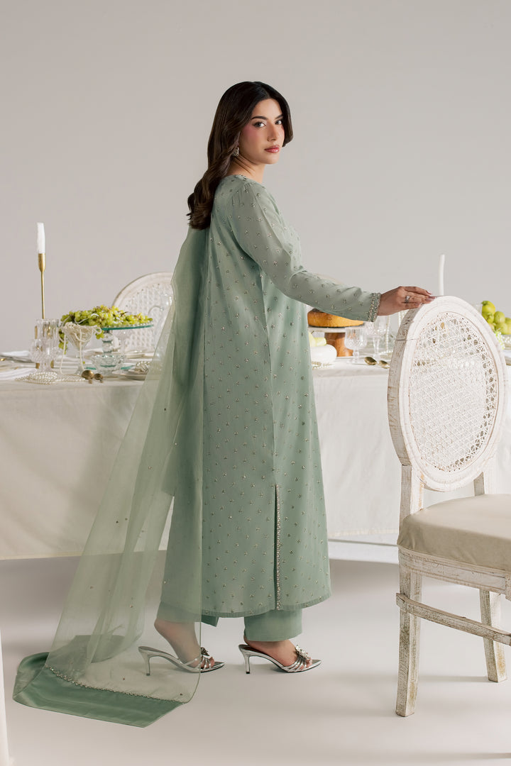 Sage Zaraa 3Pc - Festive Luxe Pret
