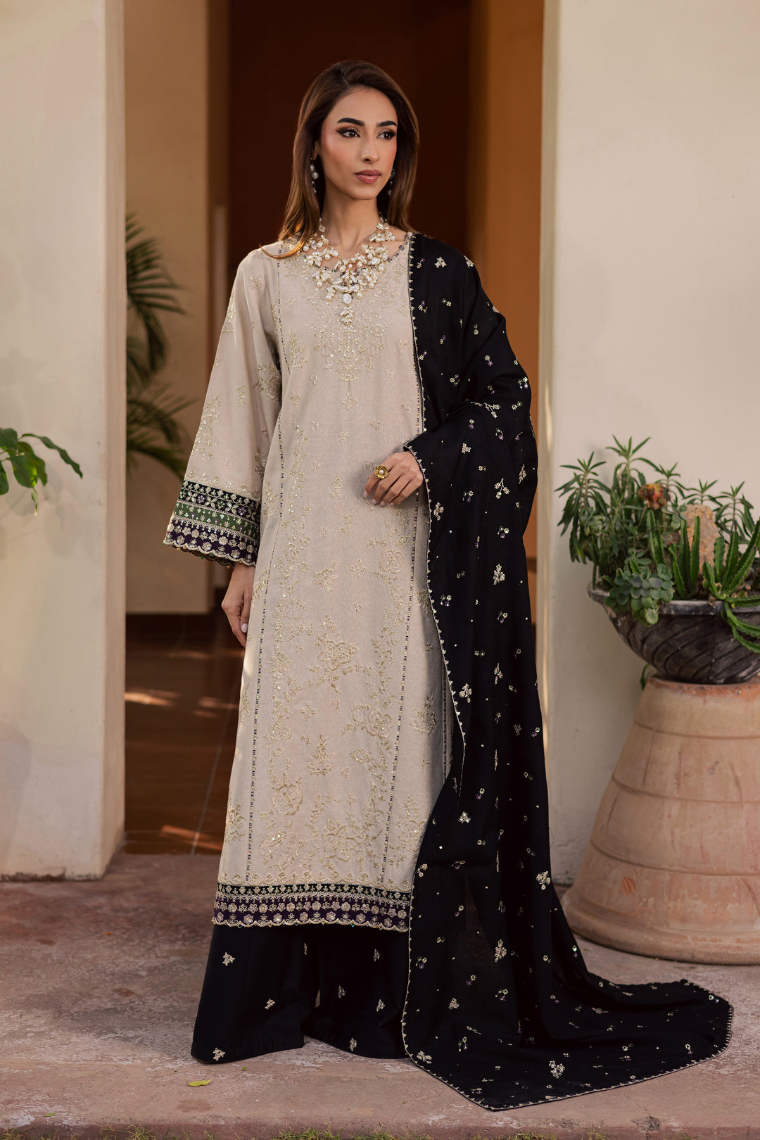 Shajahan 3Pc - Embroidered Festive Pret