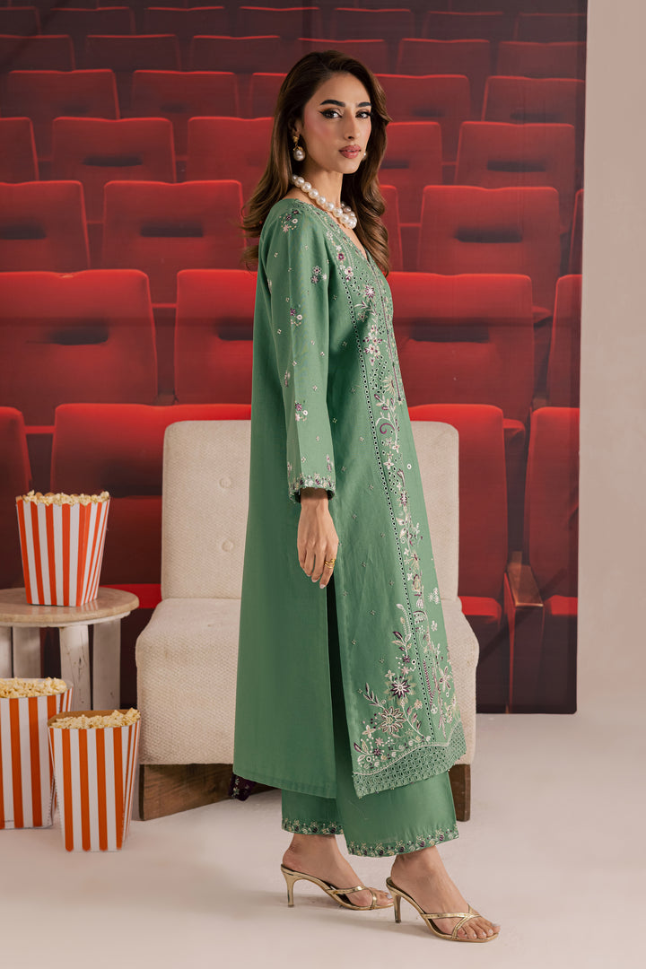 Green Spruce 3Pc - Embroidered Khaddar Dress