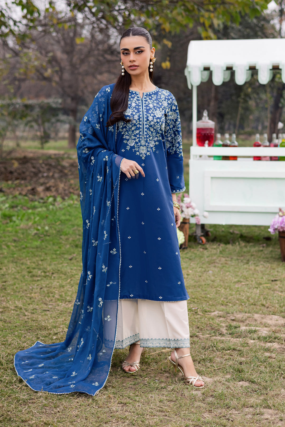 Blue Wink 3Pc - Festive Embroidered Lawn