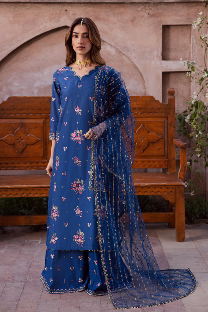 Navy Pink 3Pc - Festive Embroidered Lawn