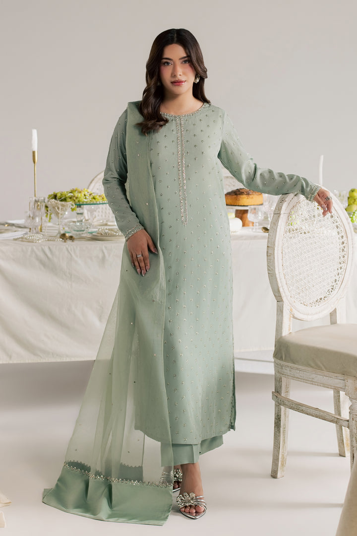 Sage Zaraa 3Pc - Festive Luxe Pret
