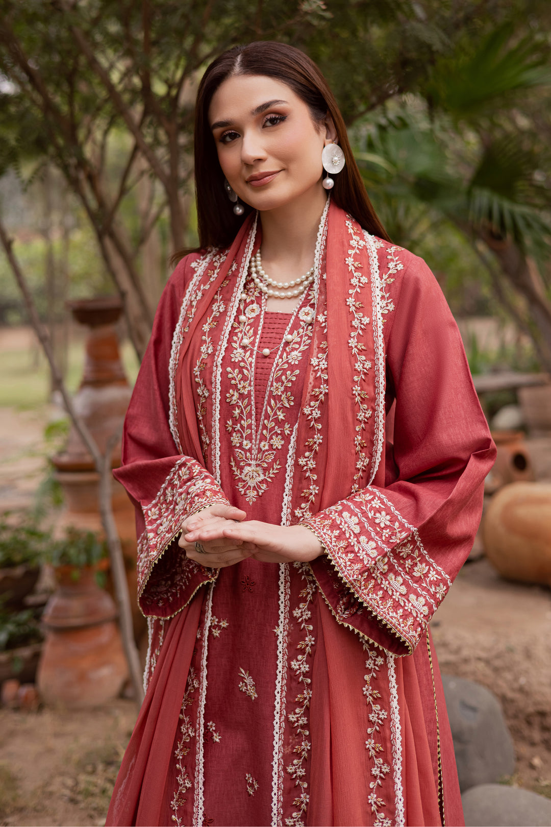 Red Carrot 3Pc - Embroidered Festive Pret