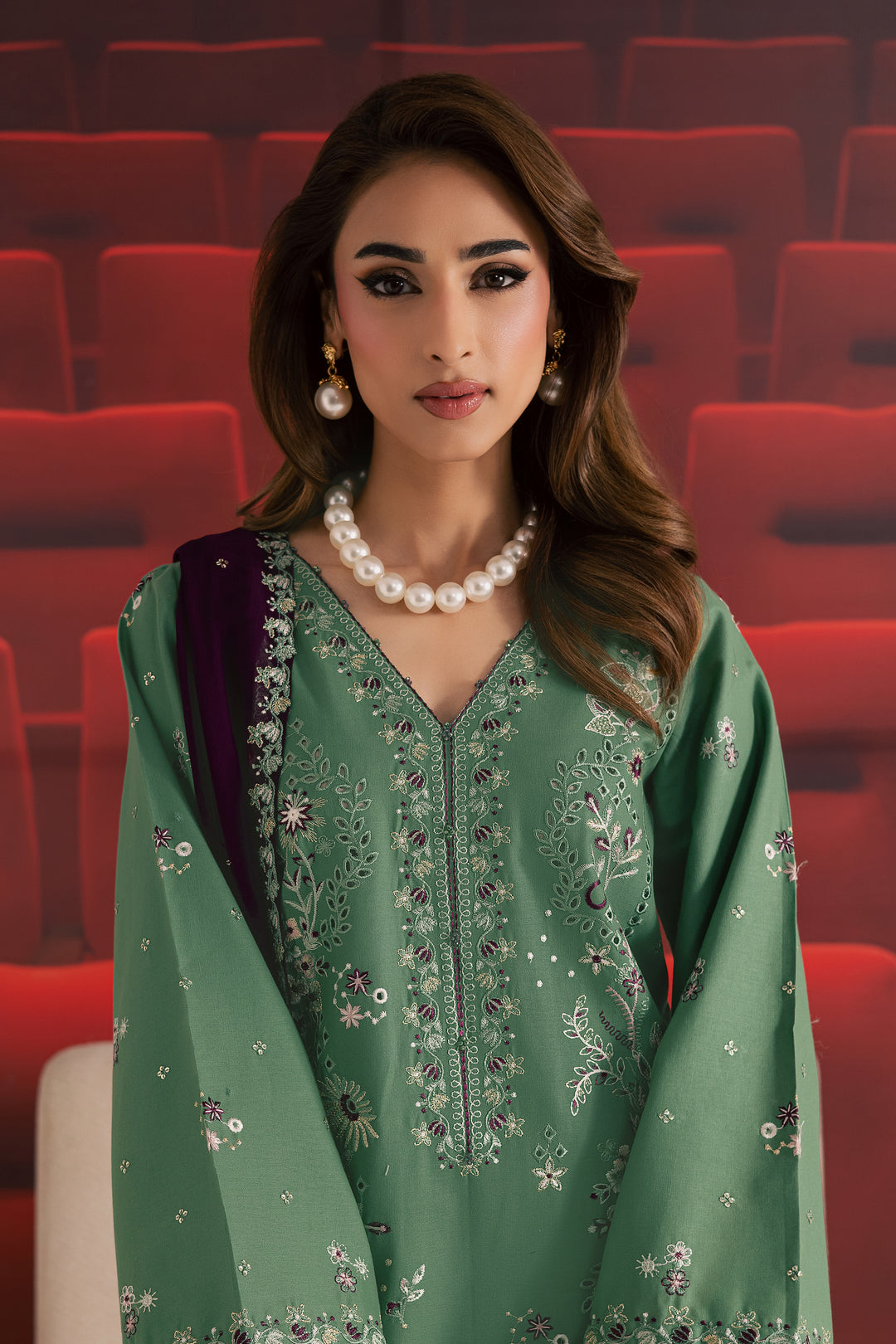 Green Spruce 3Pc - Embroidered Khaddar Dress