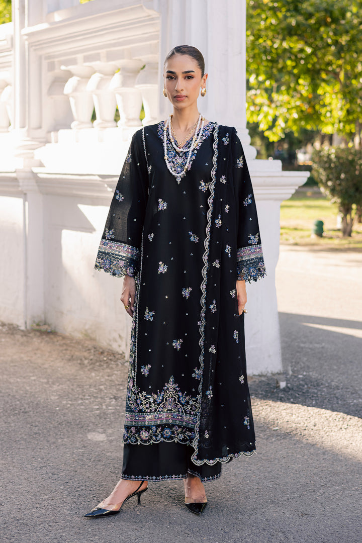 Black Ziva 3Pc - Festive Embroidered Lawn