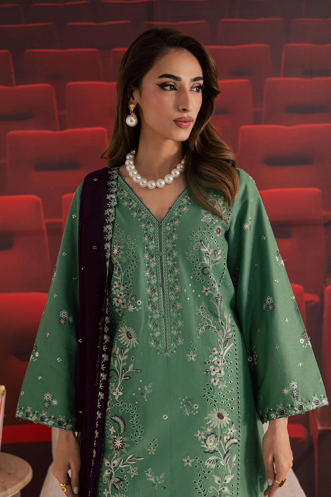 Green Spruce 3Pc - Embroidered Khaddar Dress
