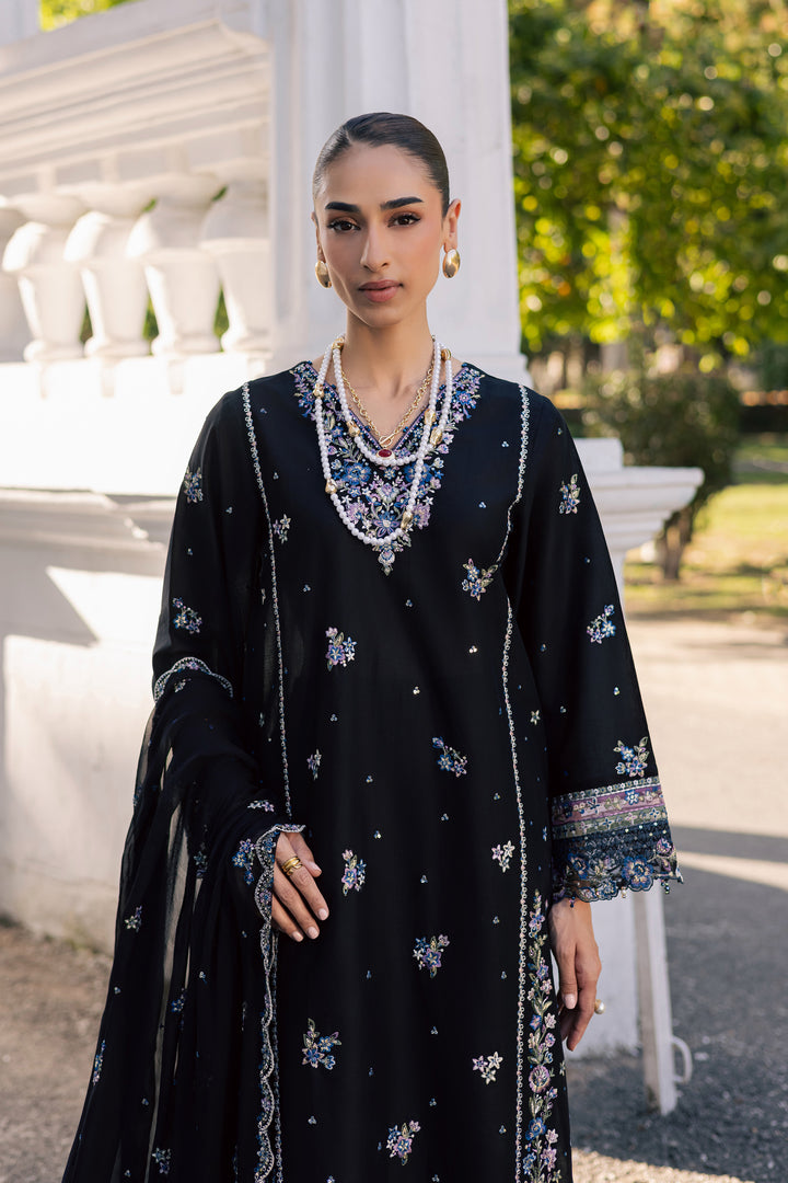Black Ziva 3Pc - Festive Embroidered Lawn