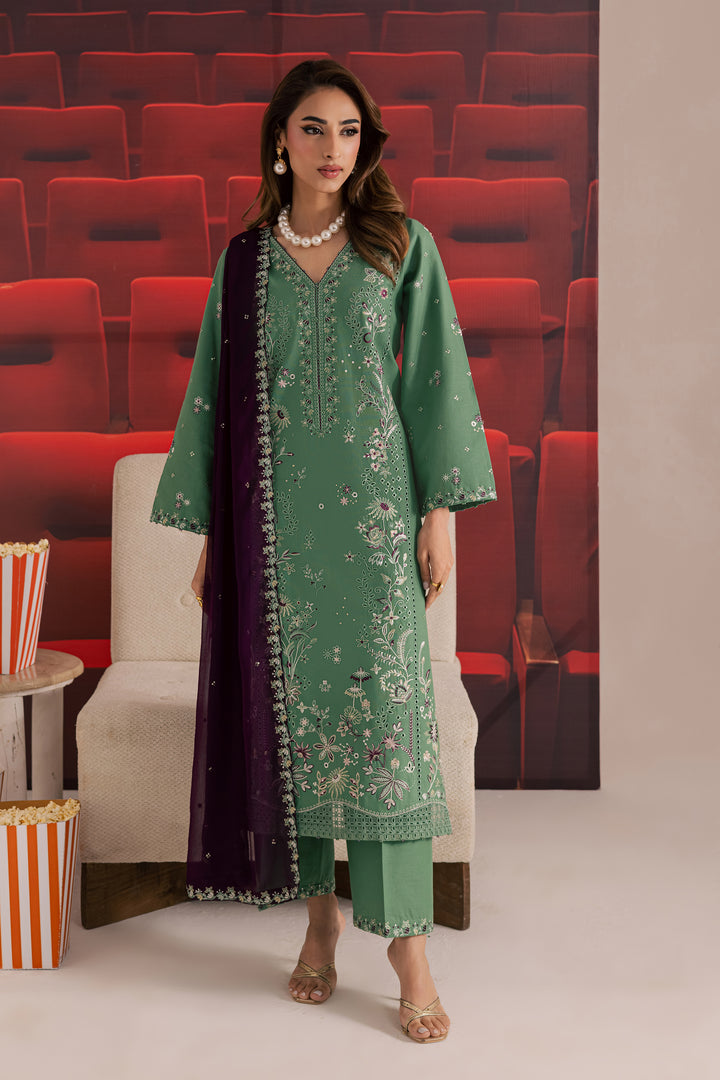 Green Spruce 3Pc - Embroidered Khaddar Dress