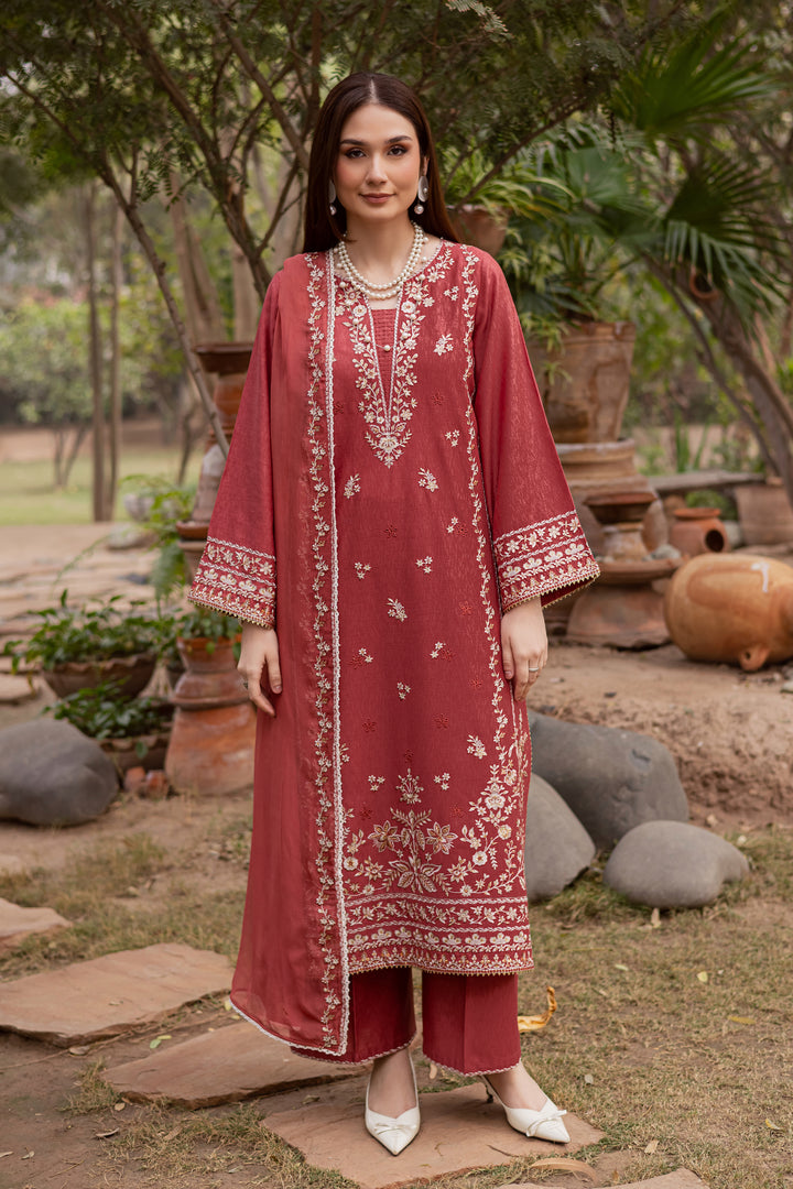 Red Carrot 3Pc - Embroidered Festive Pret